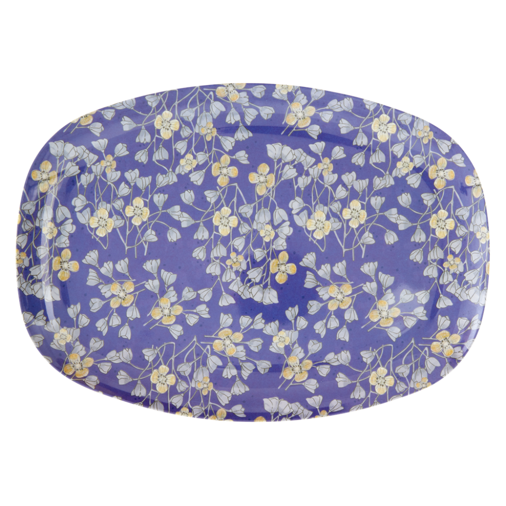 Hanging Flower Print Rectangular Melamine Plate Rice DK